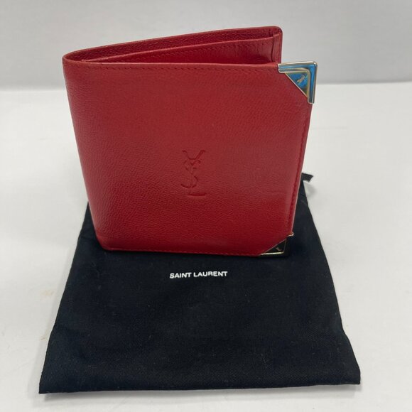 Yves Saint Laurent (YSL) Vintage Red Leather Compact Bifold Wallet - Preowned - Picture 1 of 11